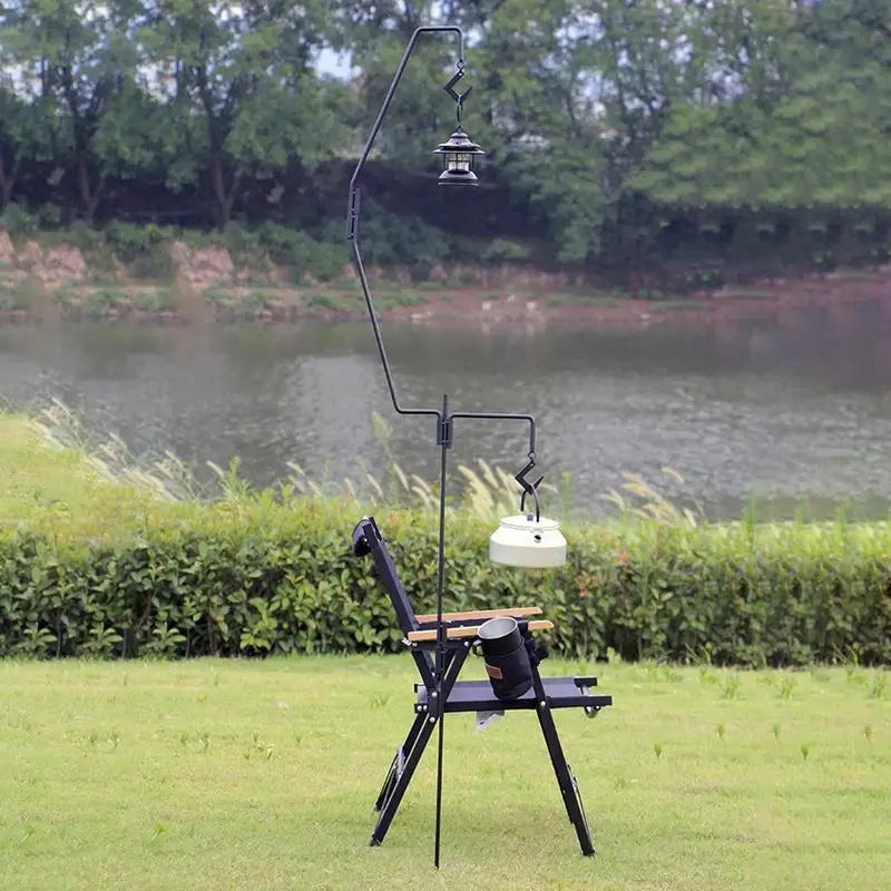 Outdoor Lamp Stand Hook Camping Lamp Rack Light Stand Holder Lighting Ground Stake Portable with Storage Bag for Picnic Outdoor