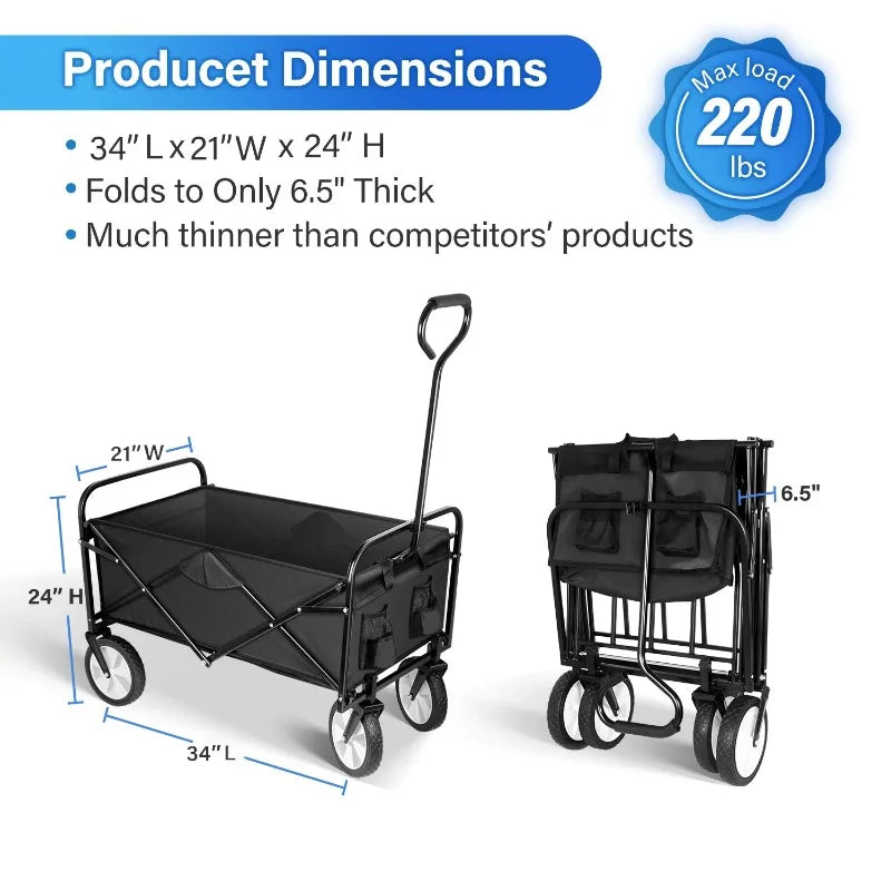 Folding Wagon Cart, Convenient Collapsible Outdoor Wagon for Camping beach wagon  wagon  folding cart  folding wagon