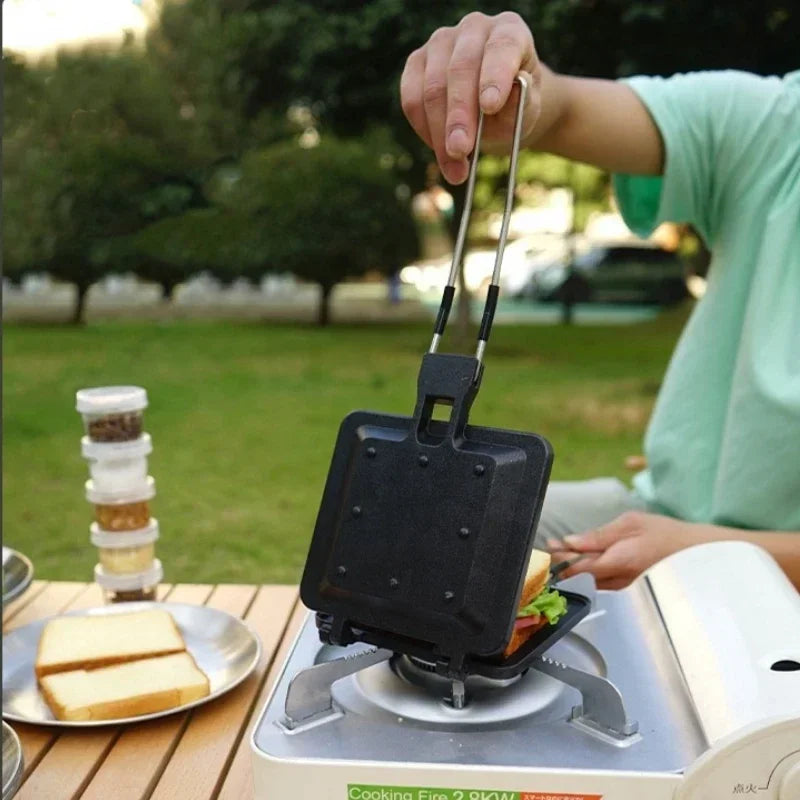 New Portable Folding Sandwich Pan Multifunctional Outdoor Home Breakfast Nonstick Frying Pan Cookware Picnic Bread Pan