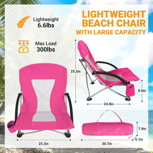 Beach Chair 2 Pack Folding Portable Lightweight Backpack Outdoor Festival Travel Sports Lawn Sand,Alloy Steel Solid Beach Chairs