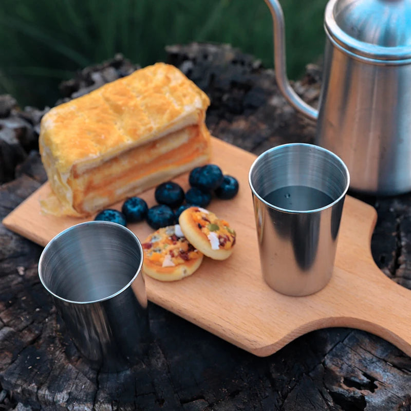 4Pcs/Set Outdoor Stainless Steel Water Cup With Case Hiking Camping Picnic BBQ Beer Cups Coffee Cup Portable Travel Drinkware