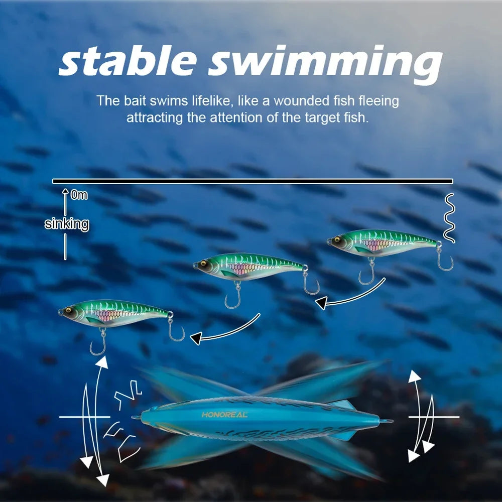 GREENSPIDER Stickbait Fishing Lures 15cm 80g 19cm 170g  Wobbler Sinking Pencil Artificial Hard Bait for Sea Tuna Fishing Lure