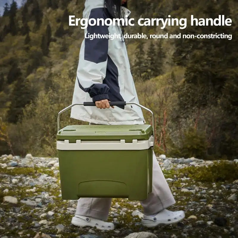 Ice Cooler Box Insulated Chest Cooler For Outdoor Compact Exterior Design Insulated Food Container For Picnic Camping And