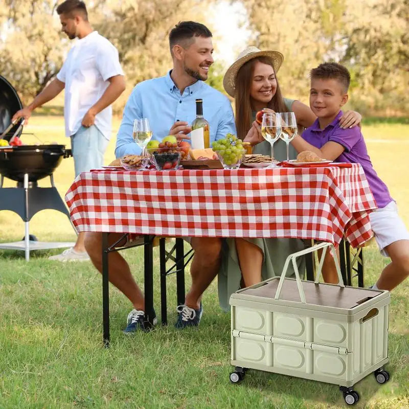 Camping Storage Box Outdoor Bench And Chopping Board Portable Trunk Organizer Folding Home Multifunctional Camping Picnic Box