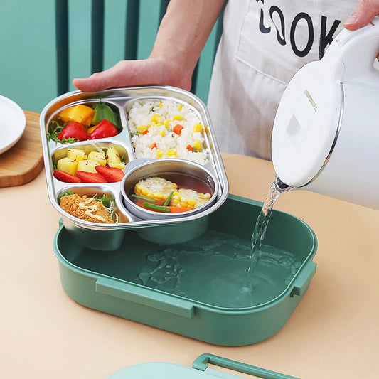 Bento Box Kids Portable Lunch Box with Compartment 18/8 Stainless Steel Food Container for Children School Picnic Bento Food Box