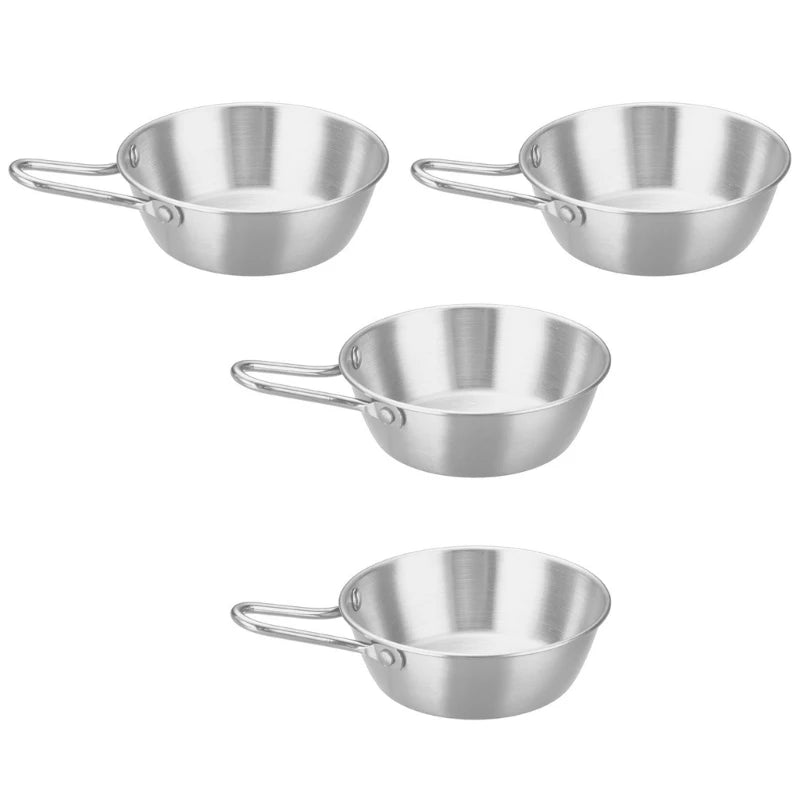 4Pcs Stainless Camping Bowl Handle Cups with Handle Camping Picnics Tablewares