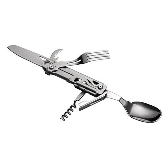 Stainless Steel Folding Tableware Detachable Portable Metal Eating Flatware for Camping Backpack Picnic