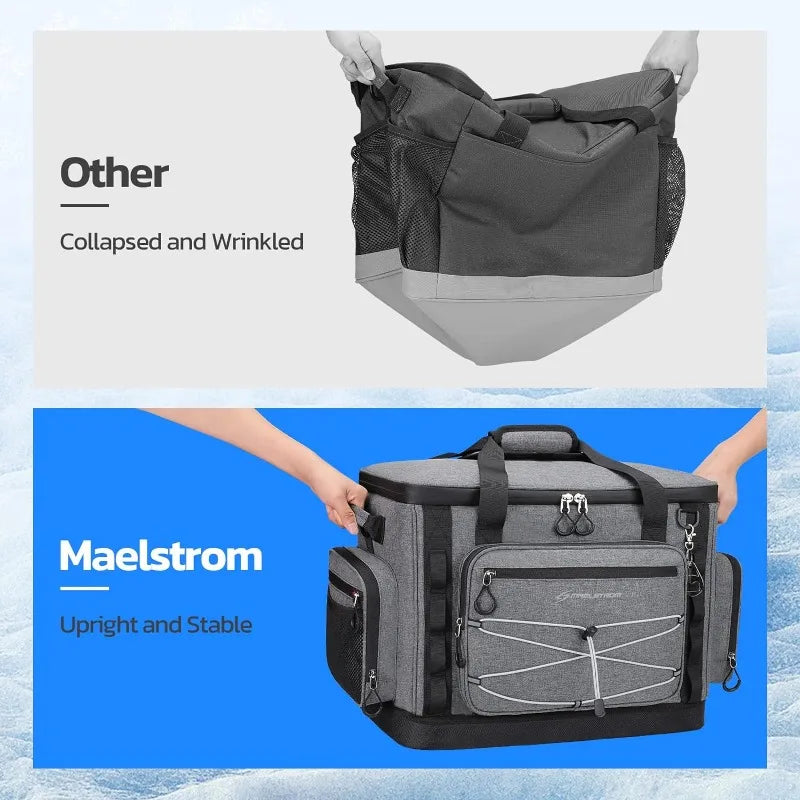 Maelstrom Soft Cooler Bag,Soft Sided Cooler,40 Cans Insulated Hard-Bottom Beach Cooler,Ice Chest,Large Leakproof Camping Cooler