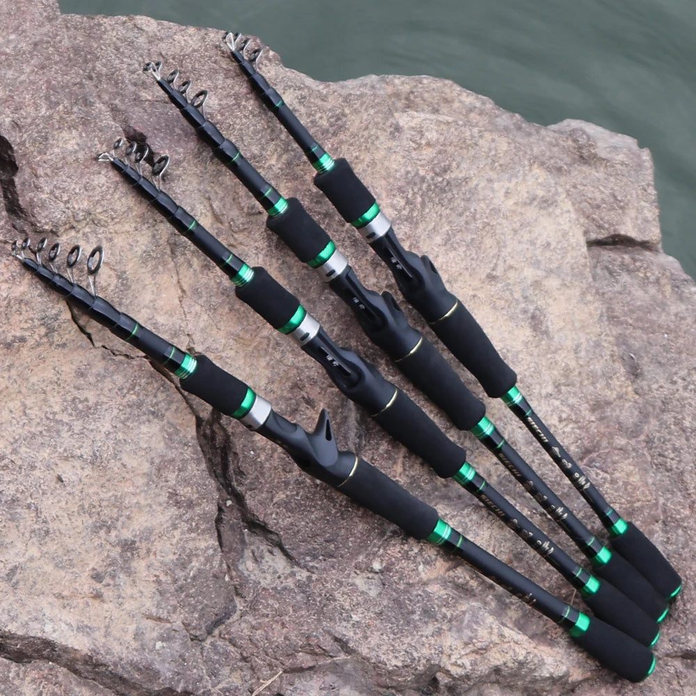 HLUR Super Hard Rod Stick Carbon Fiber Spinning Rod Telescopic Fishing Rod 1.8M 2.1M Casting Lure Feeder Carp Fishing Pole