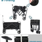 Collapsible Wagon with Large Capacity, Utility Wagons Carts Heavy Duty Foldable, Portable Folding Wagon with Two Drink Holders