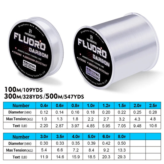 Probero Fluorocarbon Line 100M&300M&500M High Strength Transparent Nylon Line  Monofilament Wire Carbon Fishing Lines