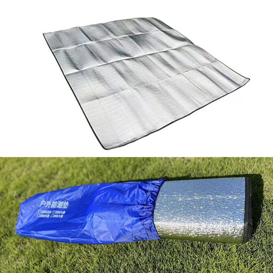 Waterproof Camping Sleeping Mat Aluminum Foil Outdoor Foldable Picnic Beach Moisture-proof Mattress Camping Mat Pad Silver