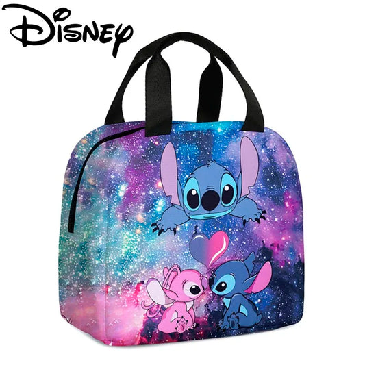 Disney Stitch Oxford Cloth Lunch Bag for Children Stitch Waterproof Insulated Outdoor Picnic Storage Box Cartoon Girls Handbag