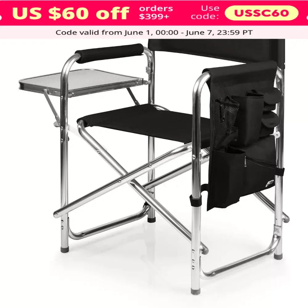 Camping Chair, Sports Chair with Side Table, Beach Chair, Camp Chair for Adults, Folding Chair  with Side Table