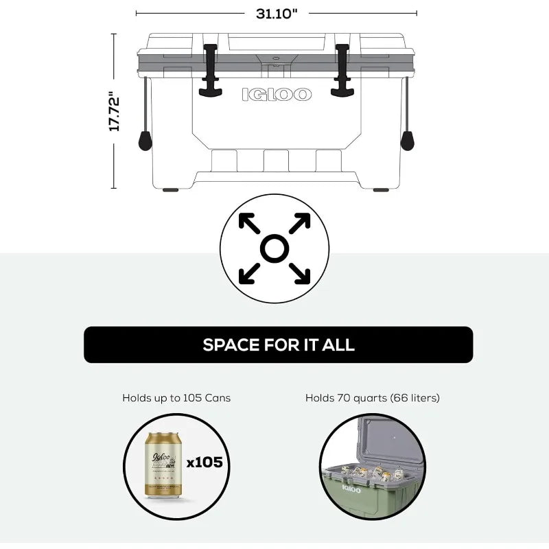 Igloo Tan IMX 70 Qt Lockable Insulated Ice Chest Injection Molded Cooler