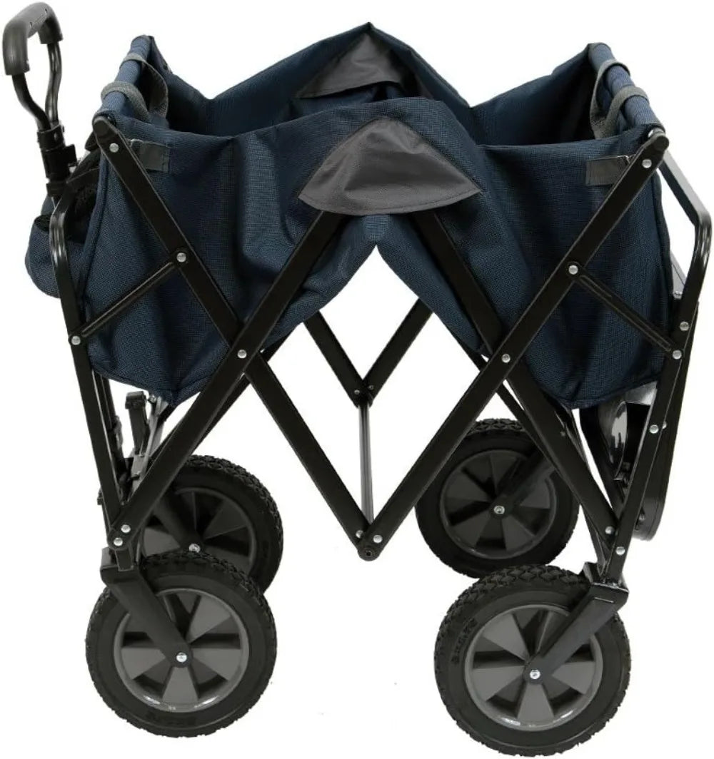 Sports Heavy Duty Steel Frame Collapsible Folding Capacity Outdoor Garden Utility Wagon Yard Cart with Table and Cup Holders