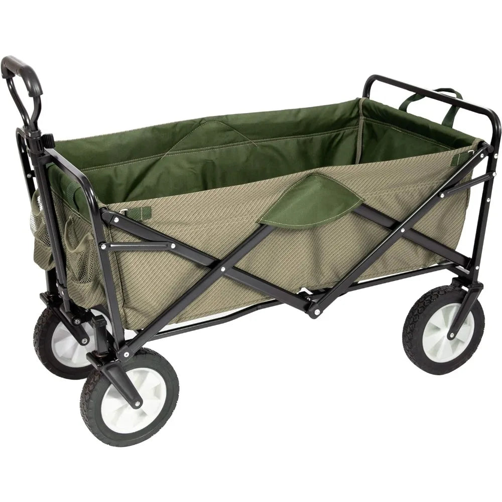 MacSports Foldable Wagon Cart Portable Lightweight Heavy Duty Collapsible Cart with All-Terrain Wheels - Wagon Foldable Design