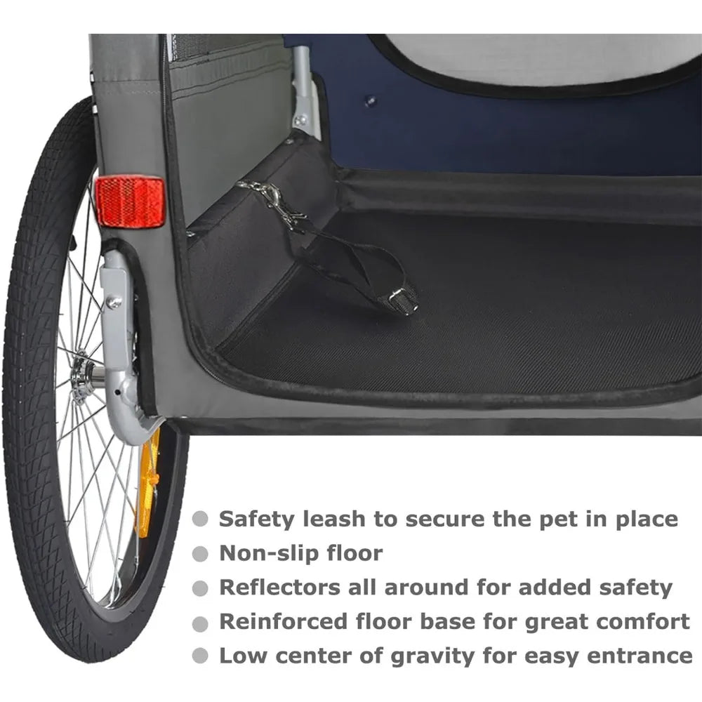 Premium Large/XL Pet Bike Trailer & Stroller for Large Sized Dog or Multiple Small Dogs,Low Center of Gravity Easy Folding Frame