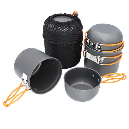 Camping Picnic Barbecue Pot With Single Picnic Portable Folding Pot Outdoor Pot Set 1 Person Cooking Tableware Picnic Pot Pans