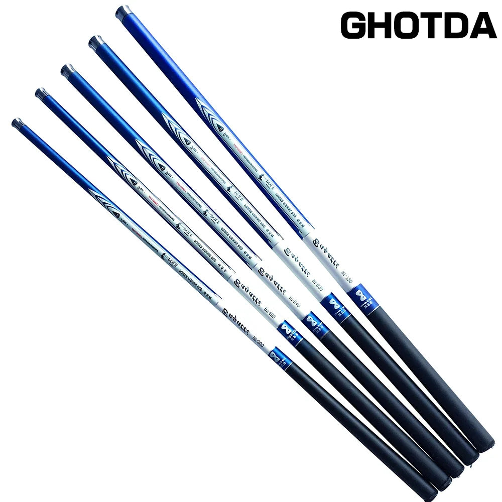 GHOTDA Fishing Rod Ultralight Pole Super High-end Carbon Telescopic Stream/Reservoir/Pond Hand Pole 3.6-7.2m