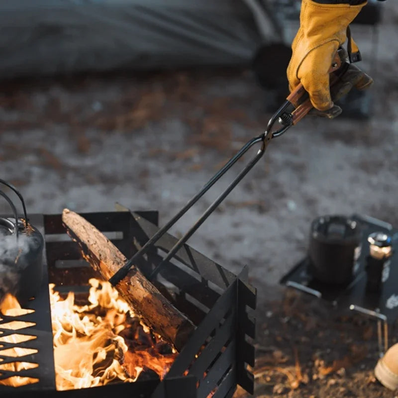 Portable Burning Fire Clip Picnic Barbecue Thicker Anti-scalding Carbon Fire Clip Lightweight Carbon Steel Burning Fire Tongs