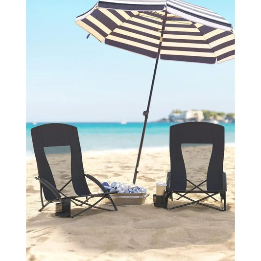 Cup Holder Camping Chair With High Backrest Folding Folding Chairs Comfortable Portable Beach Chair Heavy Duty Lightweight Table