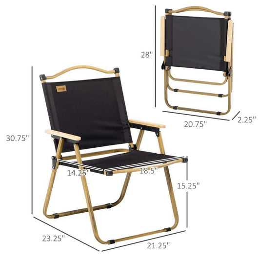 US Set of 2 Camping Chair, Lightweight Folding Chair, Portable Armchairs, Perfect for Festivals, Fishing, Beach, Khaki