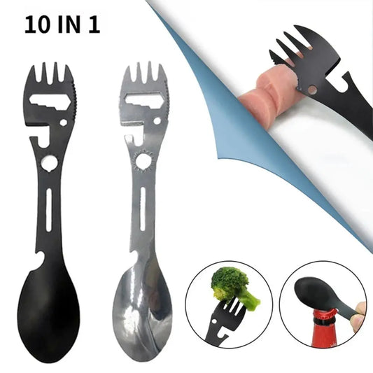 Tableware Cookware Kitchen Tool Outdoor Tools Picnic Picnic Tableware Bottle Opener Multifunctional Spoon 10 In 1 Fork Spoon