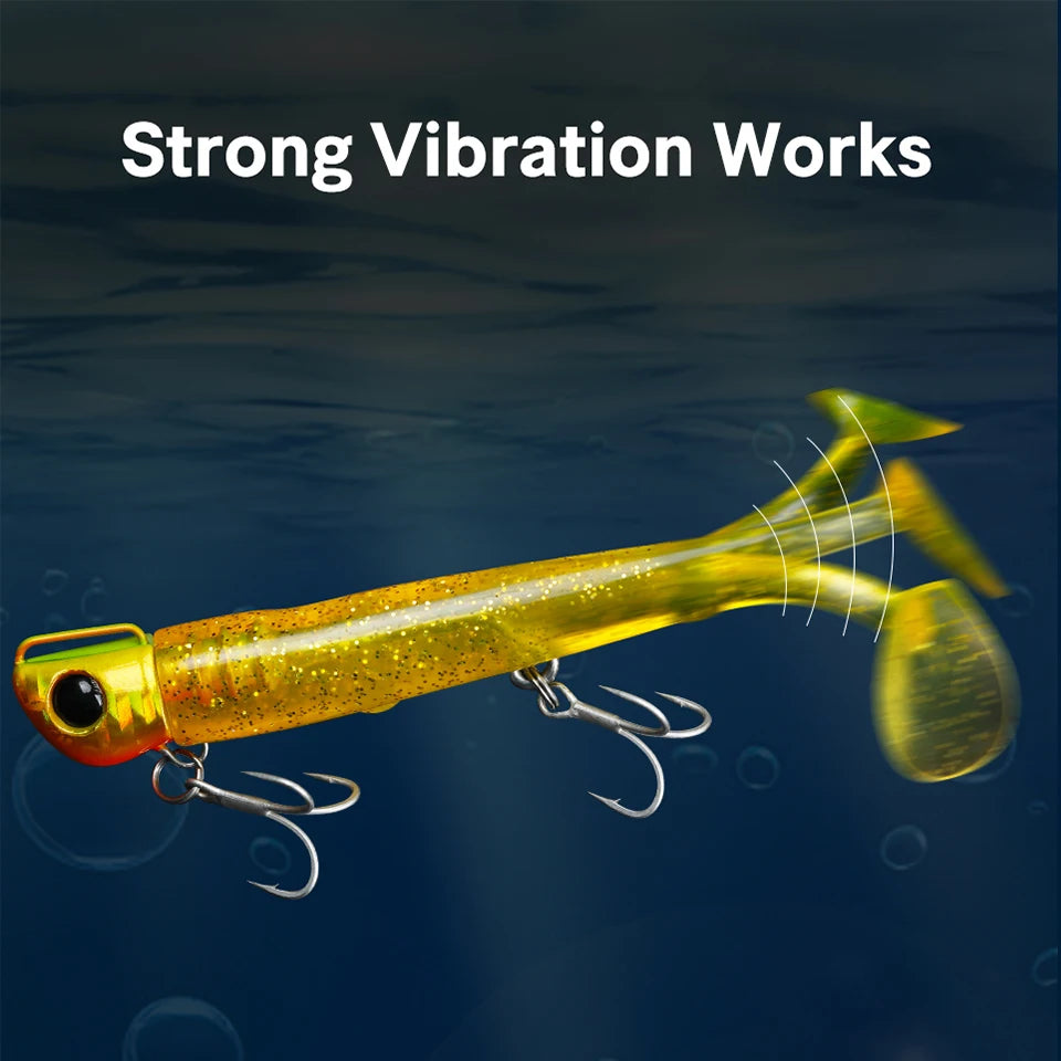 TSURINOYA Long Casting Jig Head T Tail Soft Lure Set 110mm 35g 2pcs Body Sinking Fishing Lure Artificial Bait Seabass Wobbler