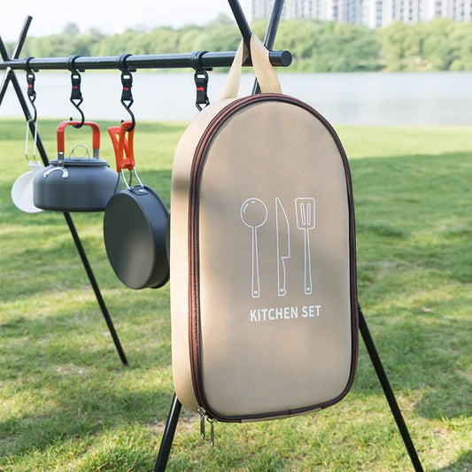 Kitchen Utensils Storage Bag, Camping Cookware Storage Bag Portable Cooking Utensils Bag for Camping Kitchen Picnic BBQ