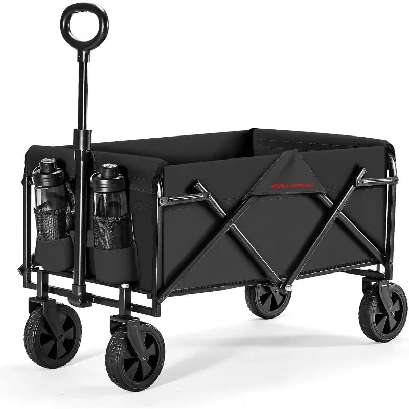 Wagon Cart with Wheels Foldable - Collapsible Utility Wagon Heavy Duty, Folding Grocery Wagon, All Terrain Wagon