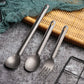 Portable Titanium Cookware Ultralight Titanium Long Handle Spoon Cutlery Fork Spoon Outdoor Picnic Accessories EDC Camping Tool