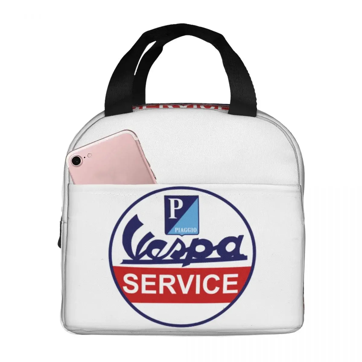 Vespa Logo Insulated Lunch Bags Leakproof Picnic Bags Thermal Cooler Lunch Box Lunch Tote for Woman Work Children School