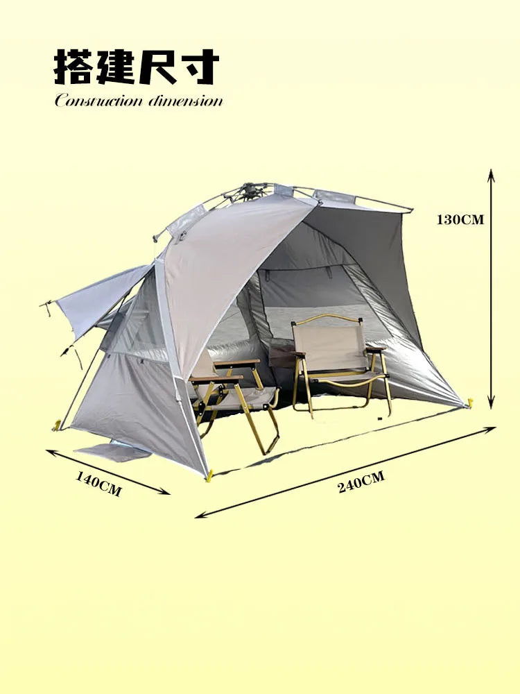 Outdoor 3-4 Person One-touch Camping Tent Quick Automatic Open Beach Tent Family Travel Picnic Park Sunshade Fishing Sunscreen