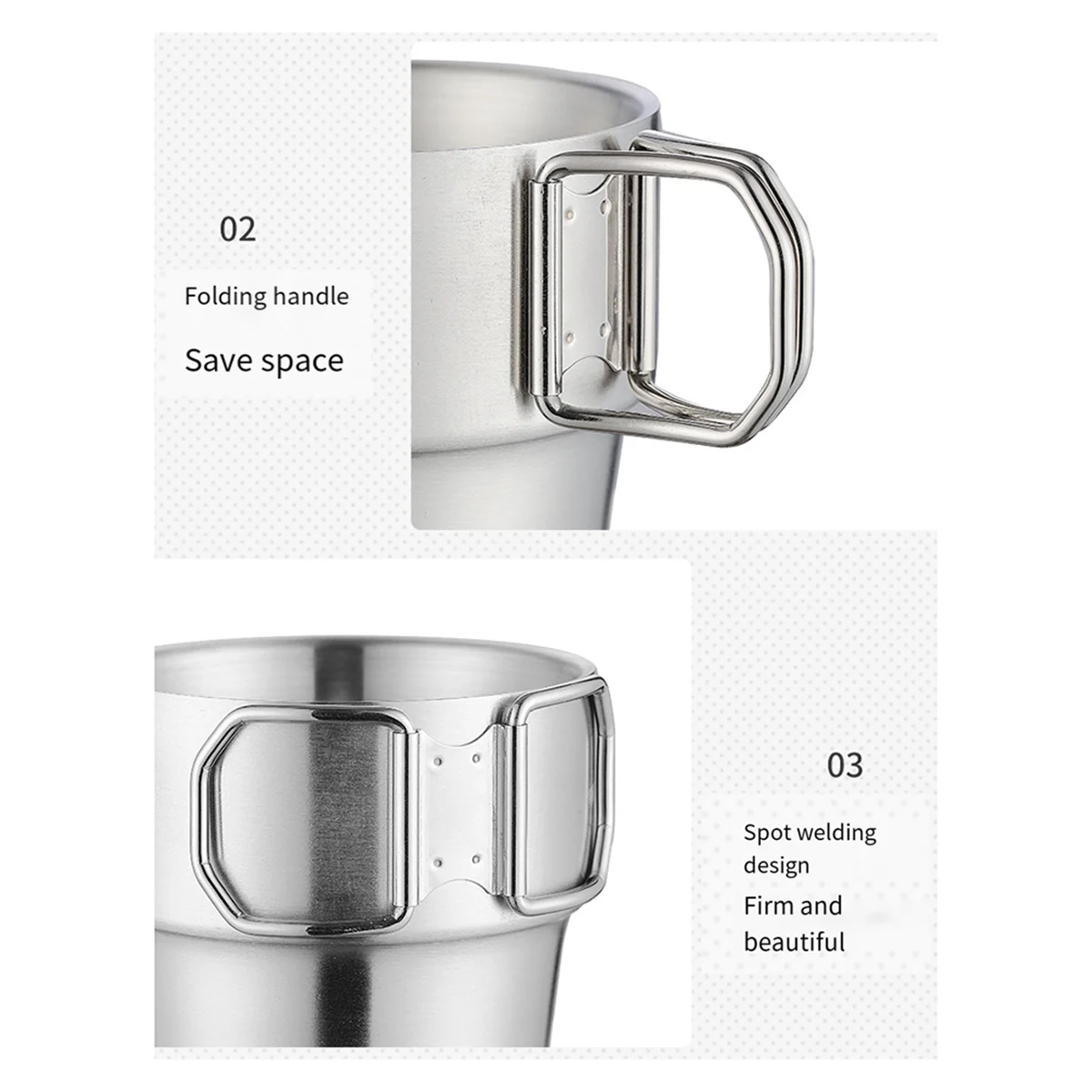 Stainless Steel Cup Stackable Coffee Cup Outdoor Drinkware Water Cup Beer Mug Camping Mug for Picnic Coffee Cup