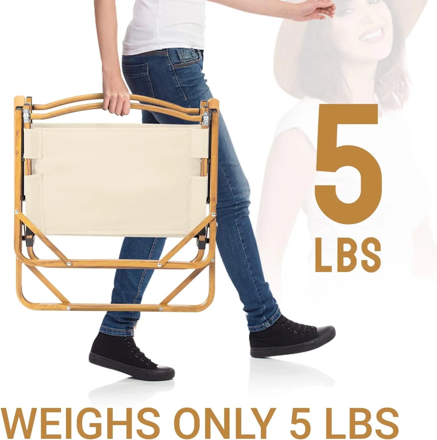 Portable Folding Camping Chair, Ultralight Low Beach Chair, Durable Aluminum Frame Armchairs for Hiking Concert Fishing Picnic