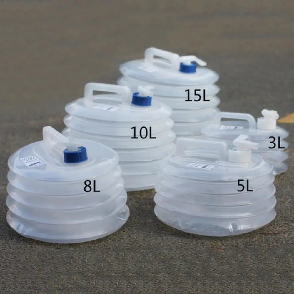 3/5/8/10/15l Outdoor Clear Car Collapsible Water Bucket Kettle Bottle with Tap Folding Drinking Water Bottle Picnic Accessories