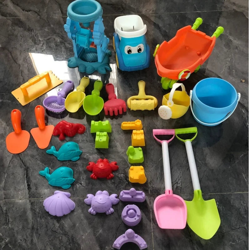 New Children's Morandi Color Playhouse Fun Beach Toys Beach Colorful Set Outdoor Water Playing And Sand Digging Tool Set