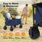 Collapsible Wagons Carts, Heavy Duty Foldable Utility Garden Grocery Shopping Cart w/ All-Terrain Beach Wheels & Drink Holders
