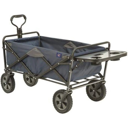 Sports Heavy Duty Steel Frame Collapsible Folding 150 Pound Capacity Outdoor Garden Utility Wagon Yard Cart with Table and C