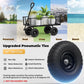 Garden Cart Utility Wagon Heavy Duty 660 lbs Yarn Cart Wagon Steel Mesh 10'' Flat Free Tire Dump Cart Removable Side