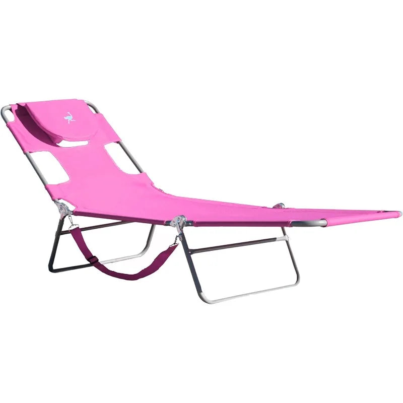 Ostrich 72" x 22" Chaise Lounge Portable Lightweight Reclining Lounger, Outdoor Patio Beach Lawn Camping Pool Tanning Chair
