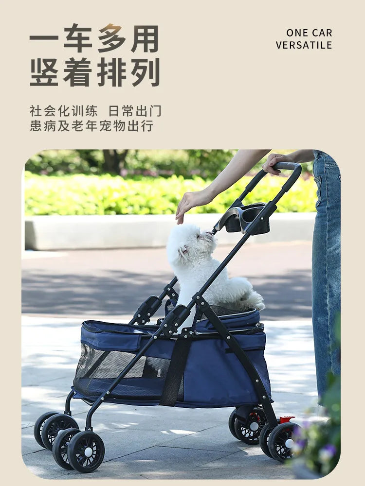 Foldable Lightweight Pet Stroller: Dedicated for Cats and Dogs, Ideal for Small Pets Outings