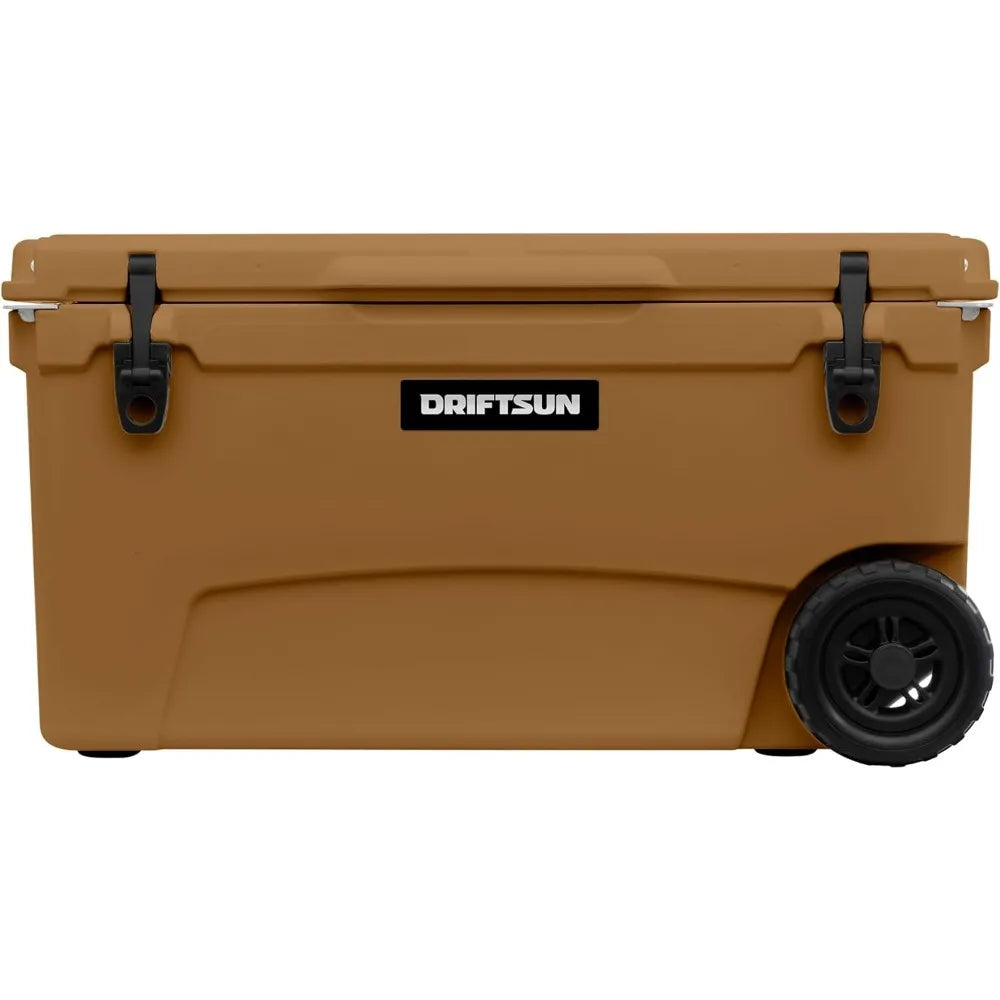 70qt Wheeled Ice Chest - Heavy Duty, High Performance Roto-Molded Commercial Grade Insulated Rolling Cooler (White)