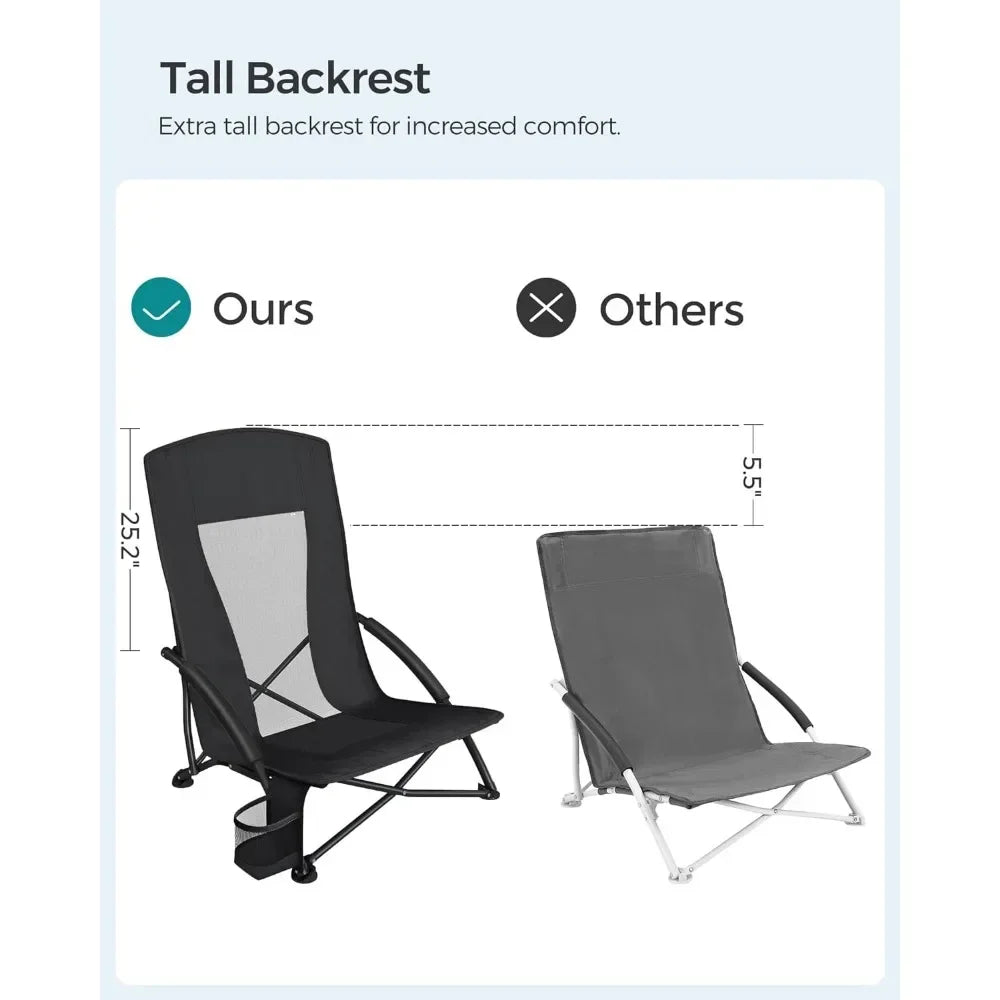 Cup Holder Camping Chair With High Backrest Folding Folding Chairs Comfortable Portable Beach Chair Heavy Duty Lightweight Table