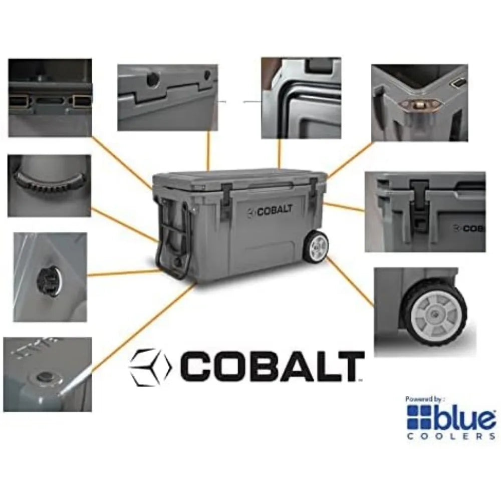 Car Portable Cooler, 55 Quart Roto Molded Super Ice Cooler, Large Ice Chest Holds Ice Up To 5 Days, Portable Cooler