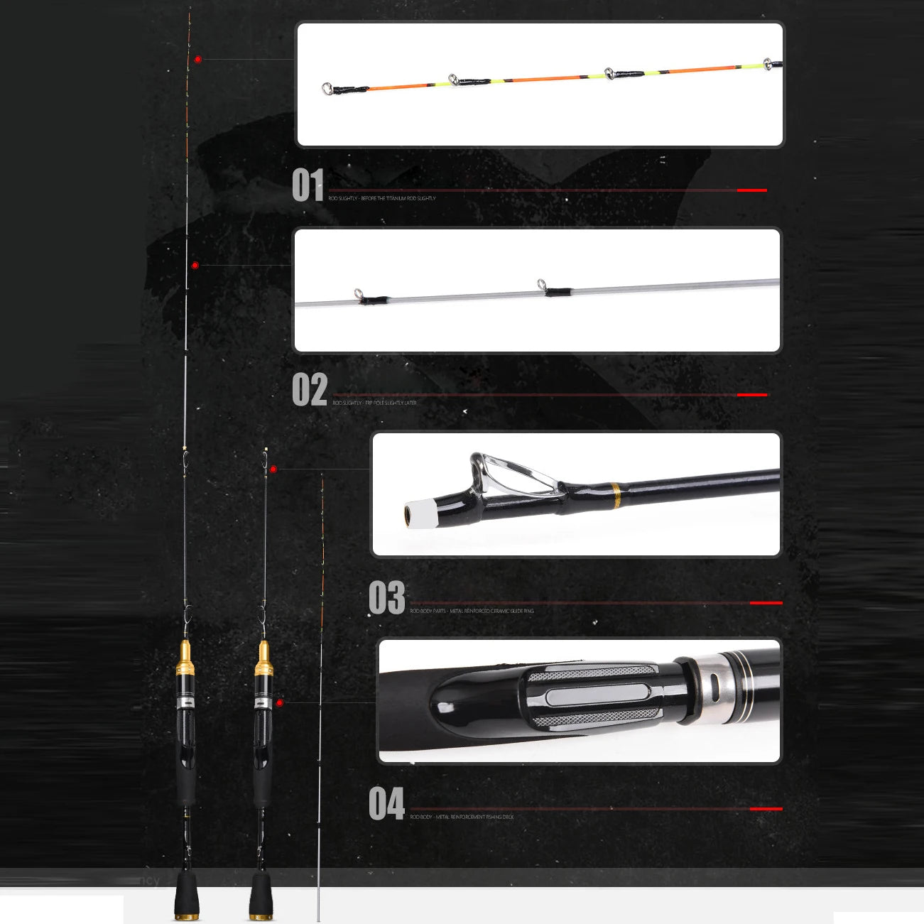 Two Lengths of One Raft Fishing Rod 1m 1.2m Slightly Soft Tip 2 Sections Telescopic Spinning Pole Carp  for Saltwater Freshwater