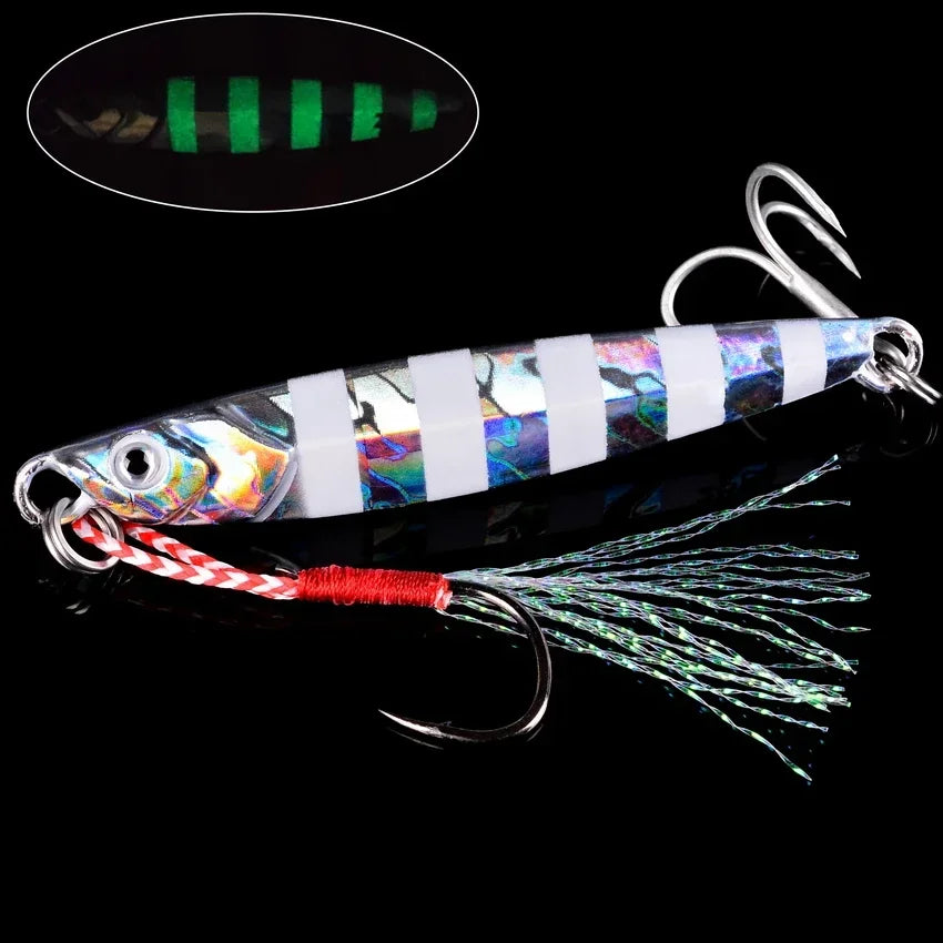 20PCS Quality Metal Cast Jig Spoon Set 20g 30g 40g 60g Shore Casting Jigging Fish Sea Bass Fishing Lure Artificial Bait Tackle