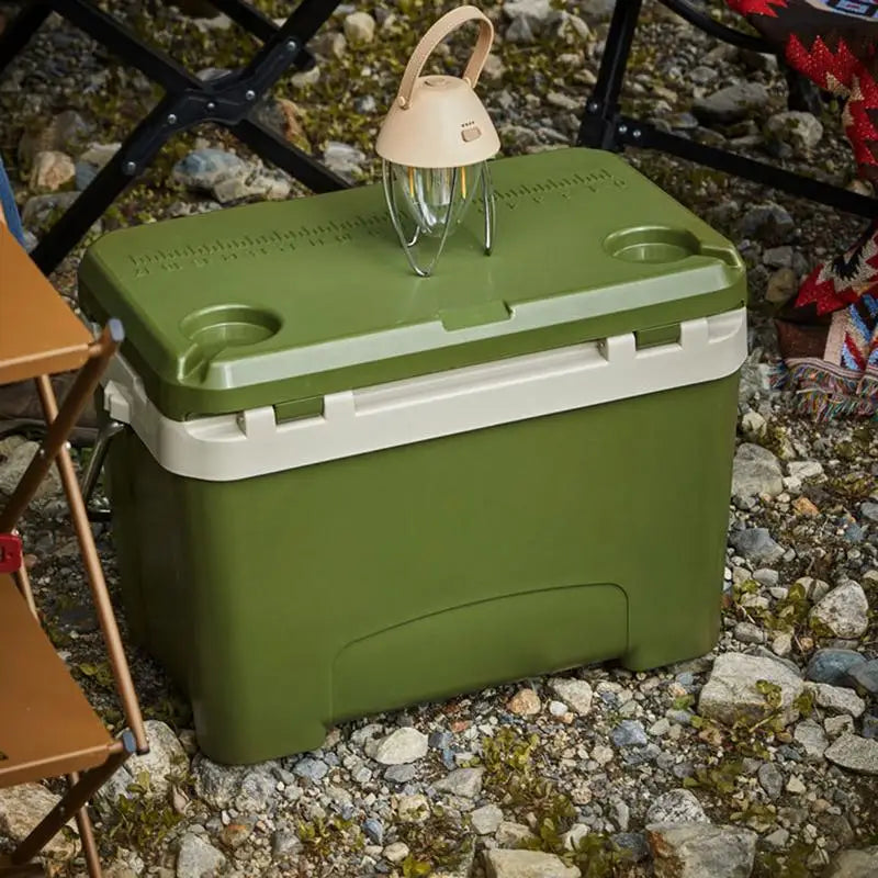 Outdoor Chest Cooler Ice Box Insulated Cooler Box Impact-Resistant Travel Cooler for Picnic Self-Driving Trips and Camping