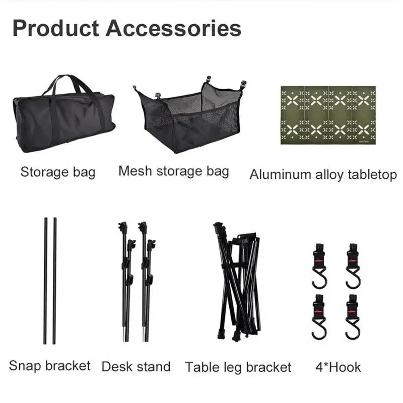 Portable Camping Table Aluminum Alloy Outdoor Portable Table With Storage And Carry Bag Tent Table For Outdoor Cooking Picnic